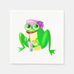 Serviette En Papier Joyeuse citrouille de grenouille - Couleurs ou tex