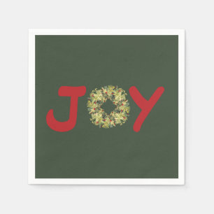 Serviette En Papier Joyeuse couronne au coeur clair de Noël Napkin