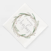 Serviette En Papier Joyeuse couronne d'aquarelle de Noël (Coin)