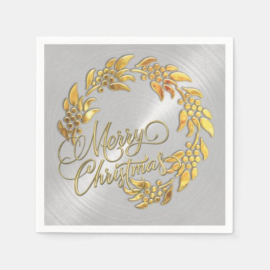Serviette En Papier Joyeuse couronne de Noël (Devant)