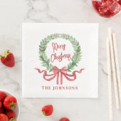 Serviette En Papier Joyeuse couronne de Noël (En situation)