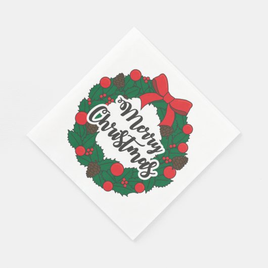 Serviette En Papier Joyeuse couronne de Noël (Coin)