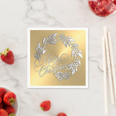 Serviette En Papier Joyeuse couronne de Noël (En situation)