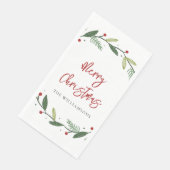 Serviette En Papier Joyeuse couronne de Noël Fêtes manuscrites (Coin)