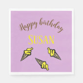 Serviette En Papier Joyeuse crème glacée jaune d'anniversaire sur viol (Devant)