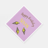 Serviette En Papier Joyeuse crème glacée jaune d'anniversaire sur viol (Coin)