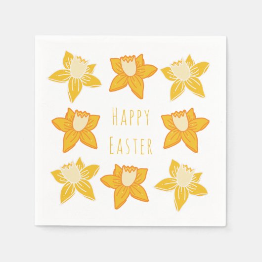 Serviette En Papier Joyeuse Daffodile Jaune de Pâques (Devant)