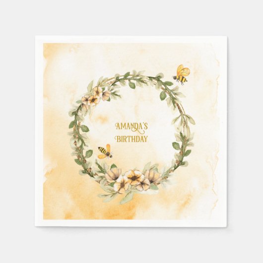 Serviette En Papier Joyeuse fête d'anniversaire de l'apiculture (Devant)