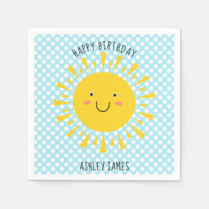 Serviette En Papier Joyeuse fête d'anniversaire du Cute Sunshine
