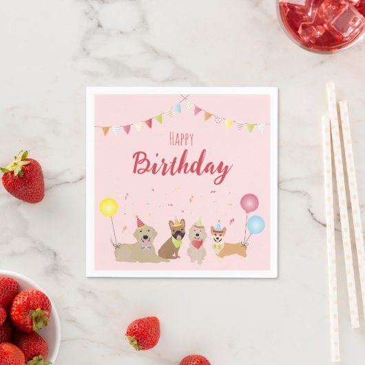 Serviette En Papier Joyeuse fête des chiens d'anniversaire (En situation)