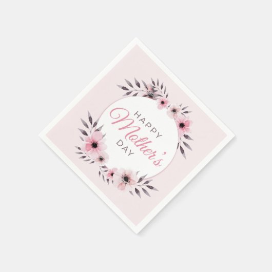 Serviette En Papier Joyeuse Fête des Mères Aquarelle rose Fleurs flora (Coin)