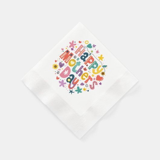Serviette En Papier Joyeuse fête des mères Floral Cool Élégant (Coin)