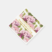 Serviette En Papier Joyeuse fête des mères Gold Nom Pony rose Floral (Coin)