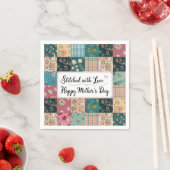 Serviette En Papier Joyeuse fête des mères - Motif de courtepointe rét (En situation)