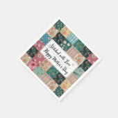 Serviette En Papier Joyeuse fête des mères - Motif de courtepointe rét (Coin)