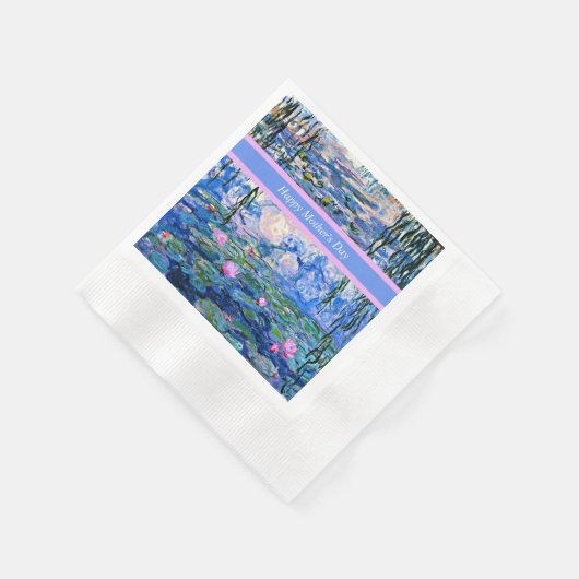 Serviette En Papier Joyeuse Fête des Mères, peinture de Nymphéas, (Coin)