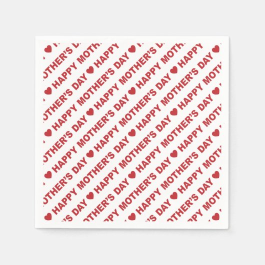 Serviette En Papier Joyeuse Fête des Mères Rouge foncé sur Livre blanc (Devant)