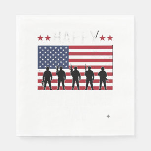 Serviette En Papier Joyeuse Fête des Vétérans Drapeau Silhouette Vecto