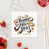 Serviette En Papier Joyeuse fête du Nouvel An ajouter date (En situation)