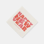 Serviette En Papier Joyeuse fête du Nouvel An fun tendance rétro rose (Coin)