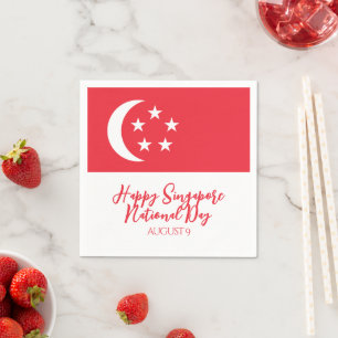 Serviette En Papier Joyeuse fête nationale de Singapour Drapeau de Sin