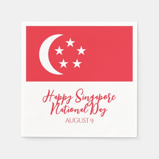 Serviette En Papier Joyeuse fête nationale de Singapour Drapeau de Sin (Devant)