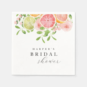 Serviette En Papier Joyeuse fête prénuptiale aux fleurs vives et aux a