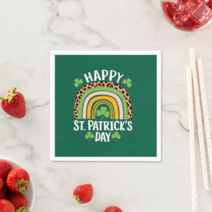 Serviette En Papier Joyeuse Fête Saint Patrick Arc-en-ciel Trèfle