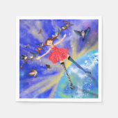 Serviette En Papier Joyeuse fille aux oiseaux - Ajouter votre photo /  (Devant)