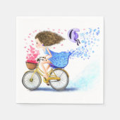 Serviette En Papier Joyeuse fille avec serviettes de vélo (Devant)