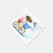 Serviette En Papier Joyeuse fille avec serviettes de vélo (Coin)
