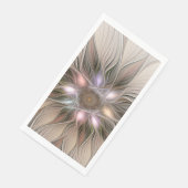 Serviette En Papier Joyeuse Fleur Abstrait Beige Brown Floral Fractal (Coin)