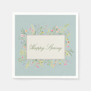 Serviette En Papier Joyeuse Fleur de Printemps à l'Aquarelle