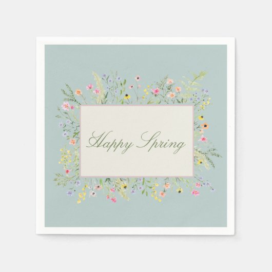 Serviette En Papier Joyeuse Fleur de Printemps à l'Aquarelle  (Devant)