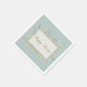 Serviette En Papier Joyeuse Fleur de Printemps à l'Aquarelle  (Coin)