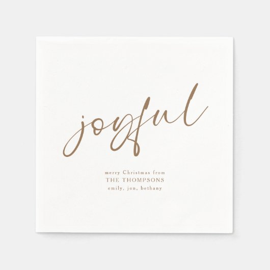 Serviette En Papier Joyeuse Gold Calligraphie Joyeux Noël (Devant)
