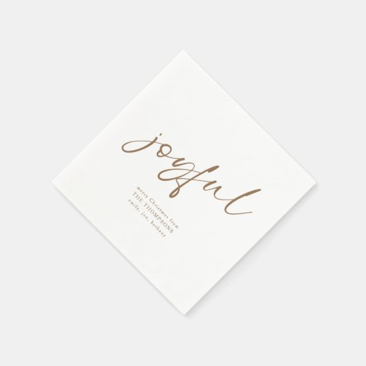 Serviette En Papier Joyeuse Gold Calligraphie Joyeux Noël (Coin)