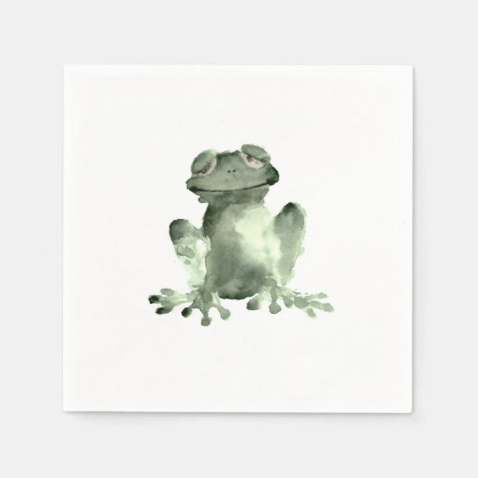 Serviette En Papier Joyeuse grenouille verte blanc décoratif serviette (Devant)