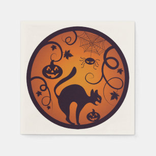 Serviette En Papier Joyeuse lanterne d'Halloween araignées et chauves-