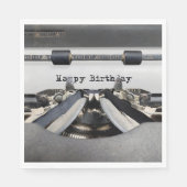 Serviette En Papier Joyeuse machine à écrire rétro Anniversaire (Devant)
