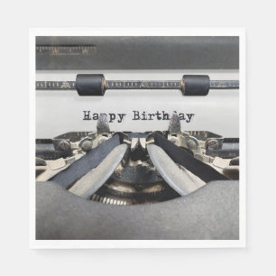 Serviette En Papier Joyeuse machine à écrire rétro Anniversaire