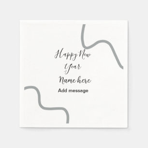 Serviette En Papier Joyeuse nouvelle année message nom gris simple vac