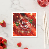 Serviette En Papier Joyeuse parties scintillant de Noël et design de v (En situation)
