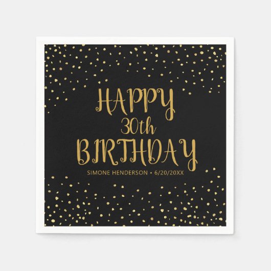 Serviette En Papier Joyeuse Parties scintillant d'or d'anniversaire n' (Devant)