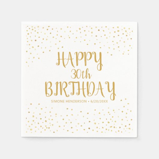 Serviette En Papier Joyeuse Parties scintillant d'or d'anniversaire n' (Devant)