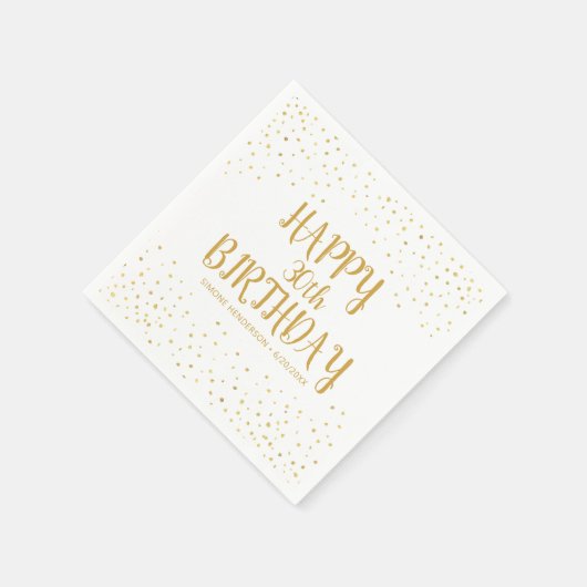 Serviette En Papier Joyeuse Parties scintillant d'or d'anniversaire n' (Coin)