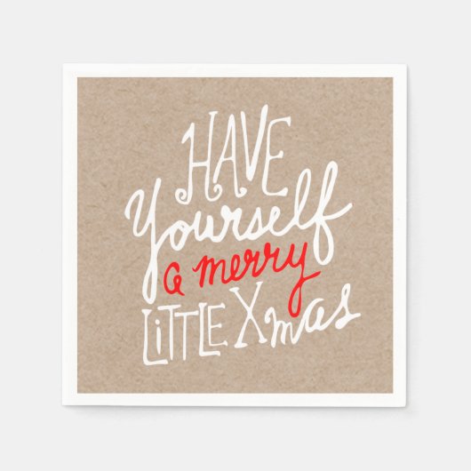 Serviette En Papier Joyeuse petite fête de vacances de typographie (Devant)