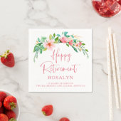 Serviette En Papier Joyeuse retraite Tropical Floral Script rose (En situation)