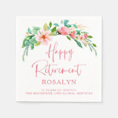 Serviette En Papier Joyeuse retraite Tropical Floral Script rose (Devant)