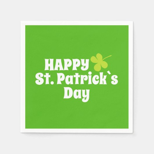 Serviette En Papier Joyeuse Saint Patrick`s day Green Lucky Shamrock (Devant)
